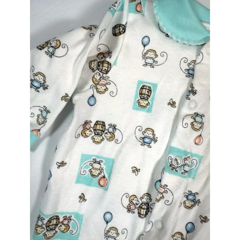 VINTAGE CARTERS Unisex Monkey Print Footed Sleeper Pajamas Size 6‎ Months